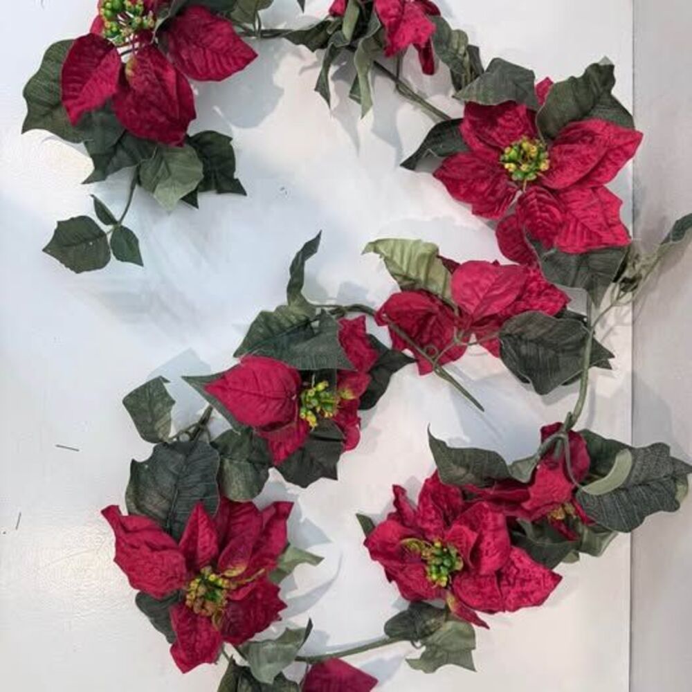 Artificial Poinsettia Christmas Garland